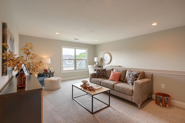 living room with carpet