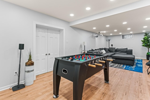 playroom featuring hardwood / wood-style floors