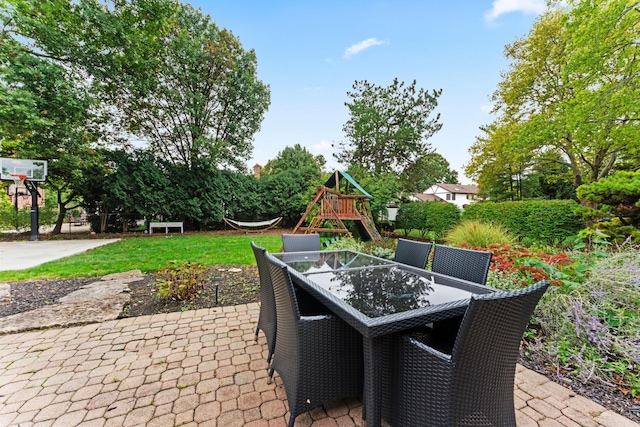 view of patio with a playground