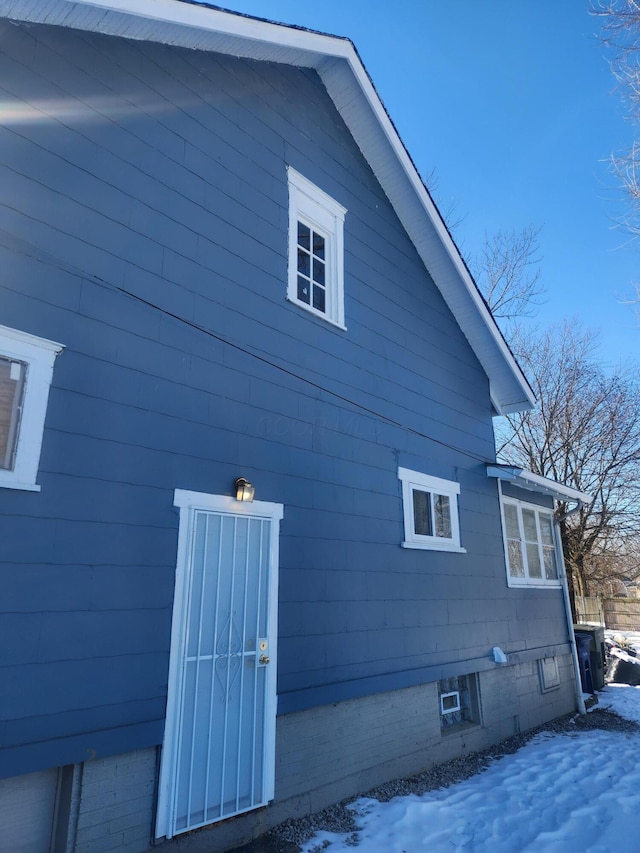 view of snowy exterior