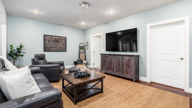 living room with light wood-type flooring