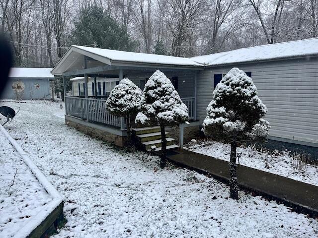 view of snowy exterior