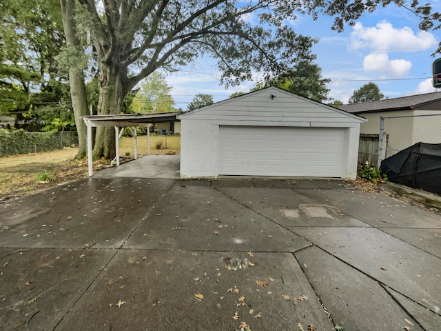 garage with a carport