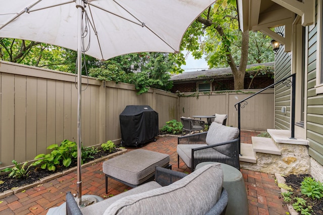 view of patio / terrace featuring a grill