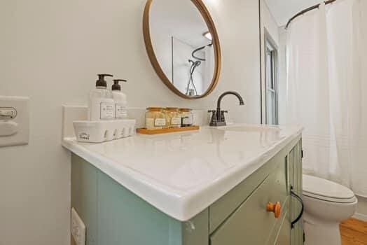 bathroom with vanity and toilet