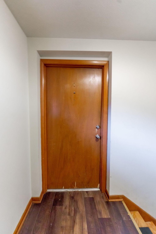 entryway with dark hardwood / wood-style floors