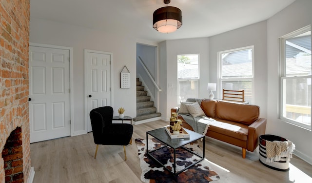 living room featuring light wood-type flooring