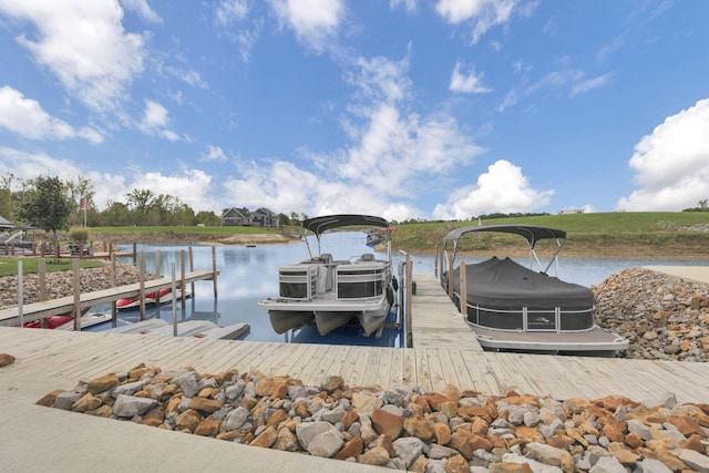 view of dock featuring a water view