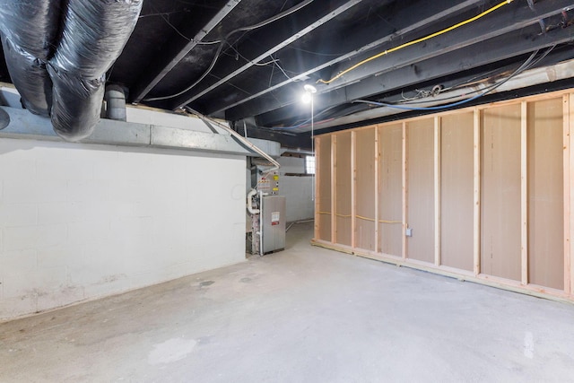 basement with heating unit