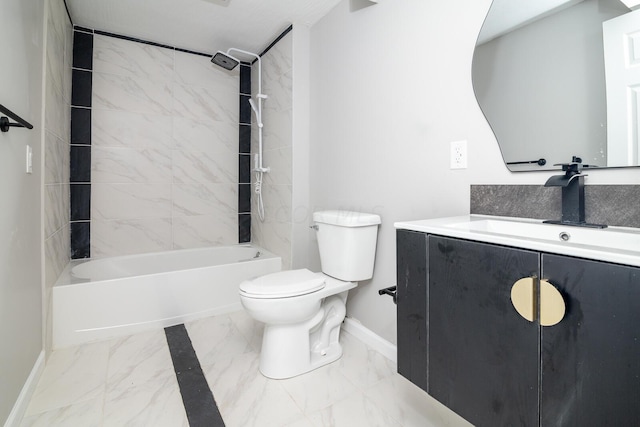 full bathroom with vanity, toilet, and tiled shower / bath