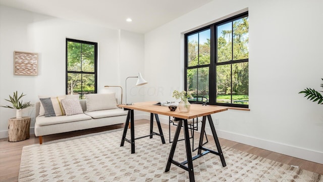 home office featuring light wood-type flooring