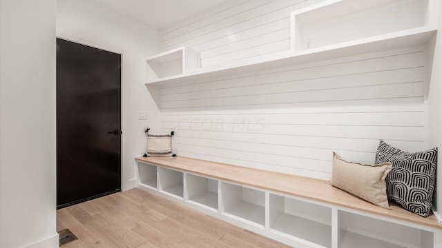 mudroom featuring light hardwood / wood-style flooring