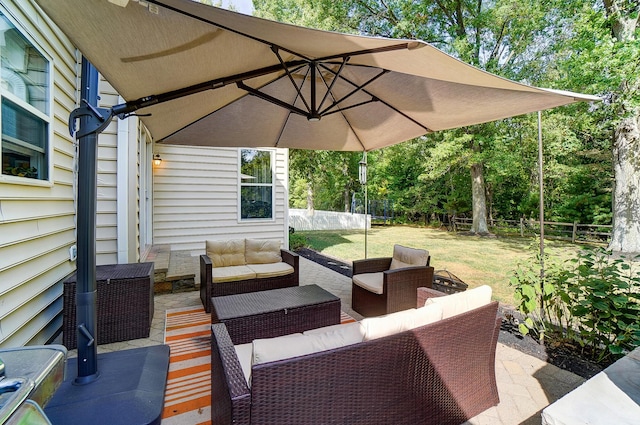 view of patio / terrace with an outdoor hangout area