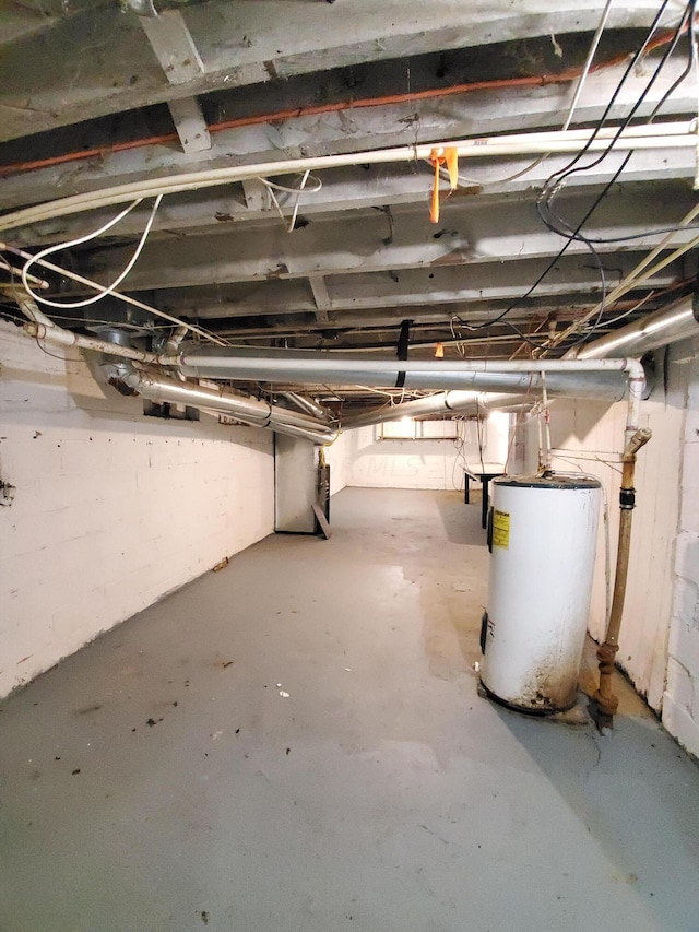 basement with gas water heater