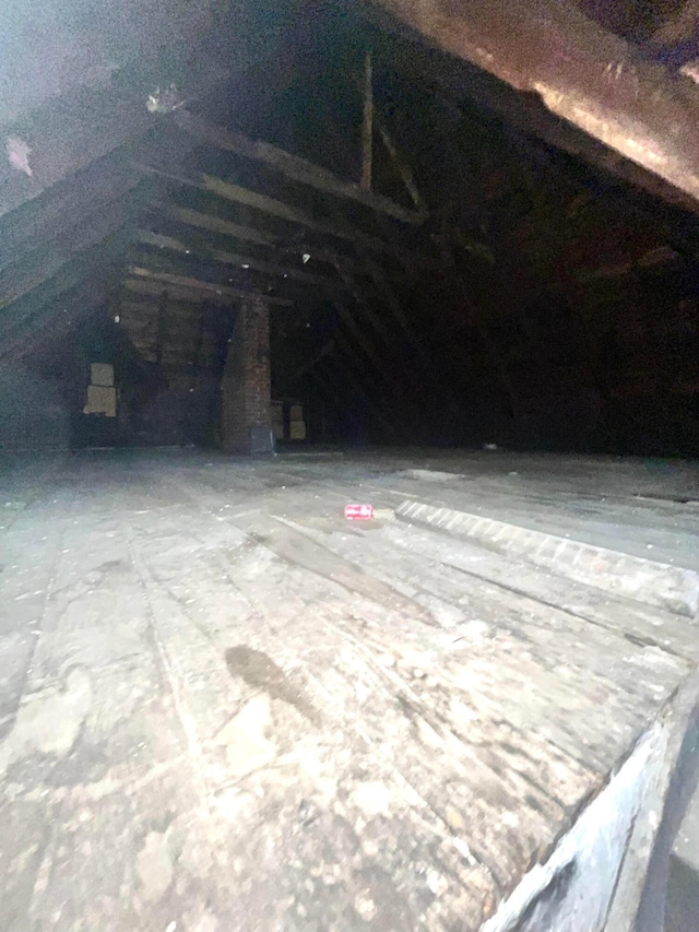 view of unfinished attic