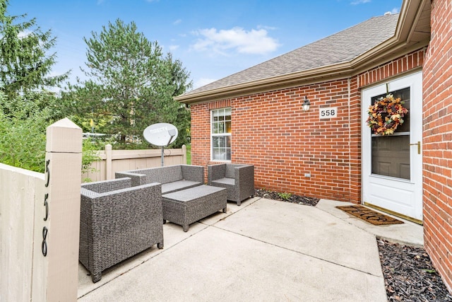 view of patio featuring an outdoor hangout area