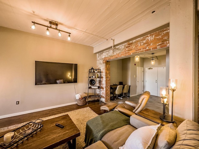 living room with hardwood / wood-style flooring