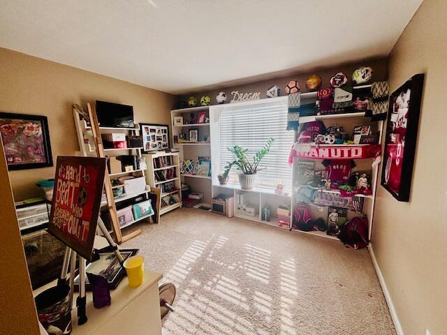 view of carpeted home office