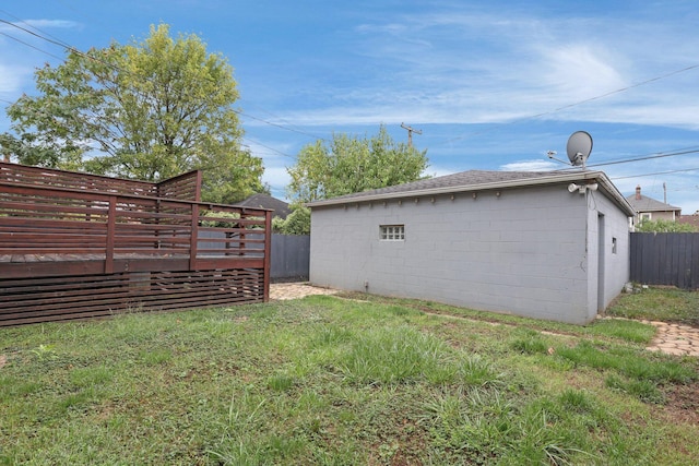 view of yard with a deck