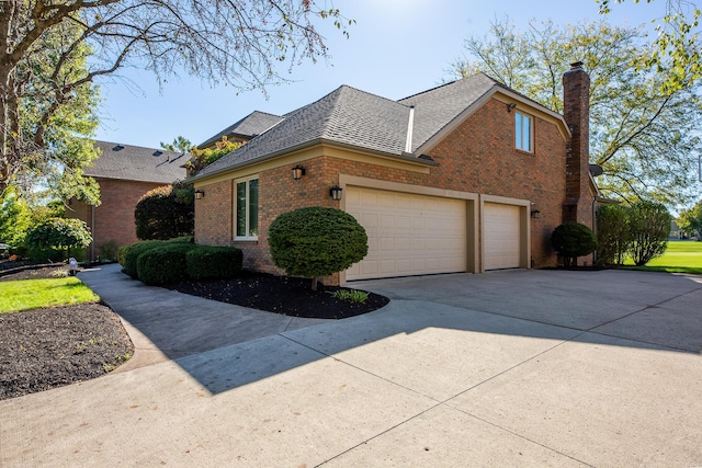 view of property exterior featuring a garage