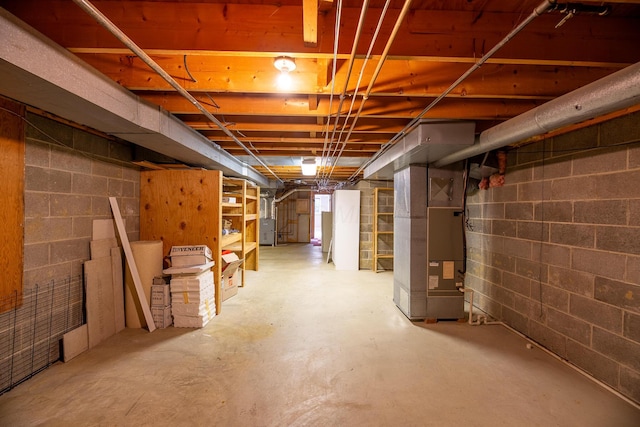 basement with heating unit