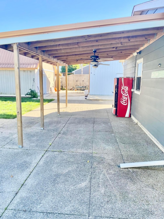 view of patio with ceiling fan