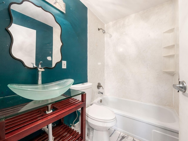 full bathroom featuring sink, shower / bathtub combination, and toilet