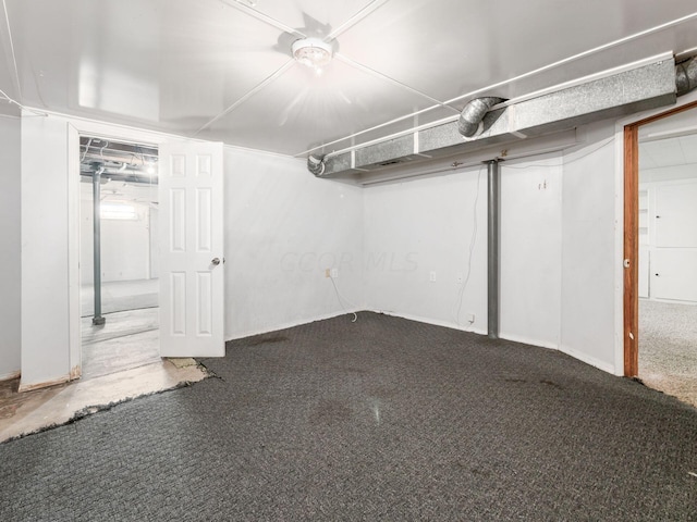 basement with carpet