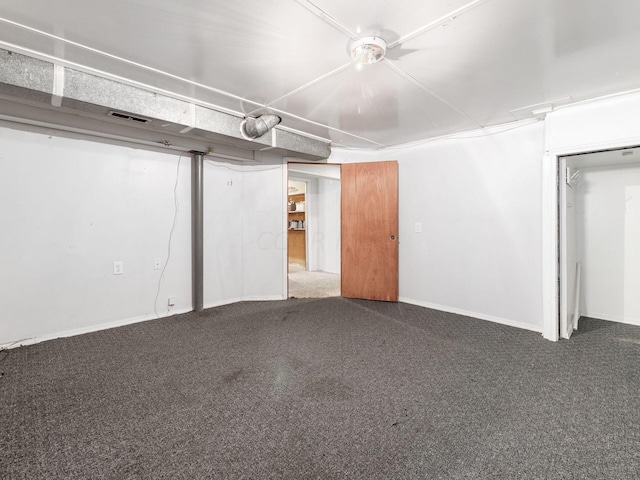 basement featuring carpet