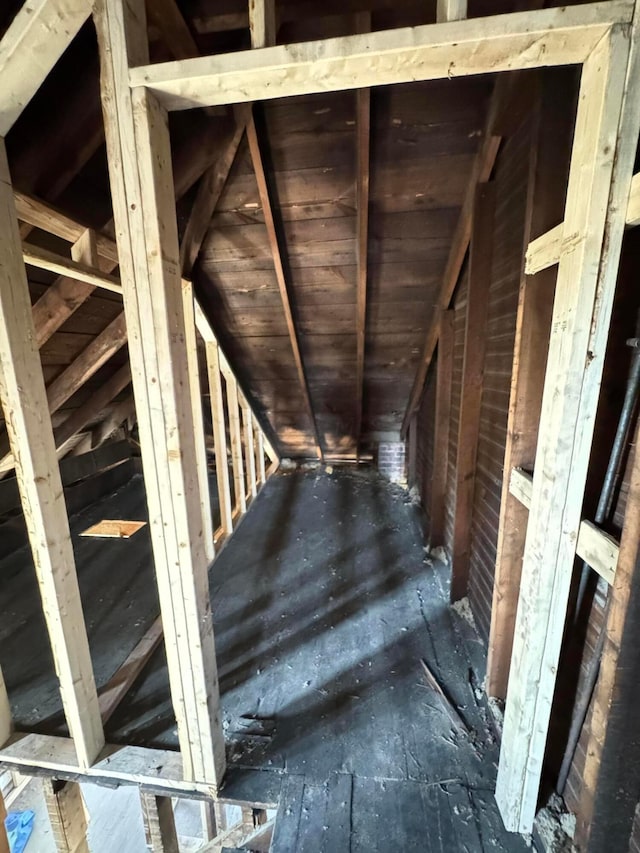 view of unfinished attic