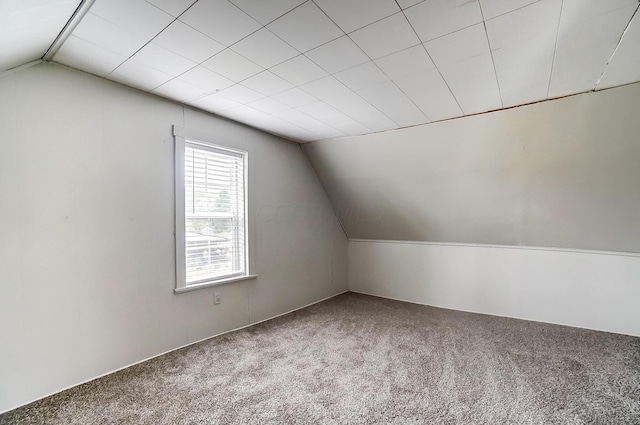 additional living space featuring carpet floors and vaulted ceiling