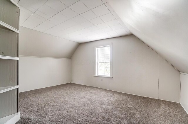 bonus room featuring carpet flooring and vaulted ceiling