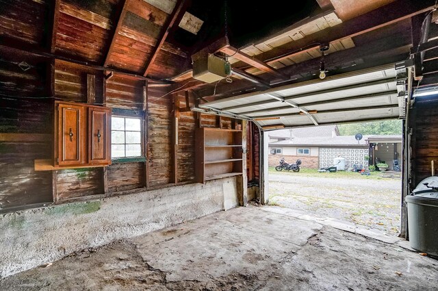 garage with a garage door opener