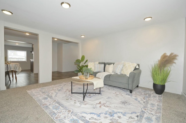 living room featuring carpet flooring