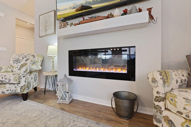 living area featuring hardwood / wood-style flooring