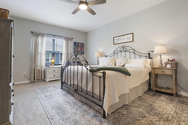 bedroom featuring carpet and ceiling fan