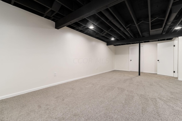 basement with carpet floors