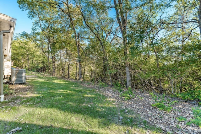 view of yard featuring central AC