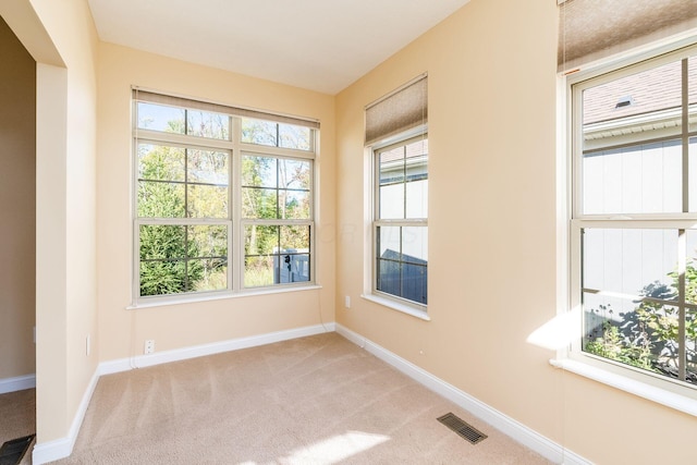 empty room featuring light colored carpet