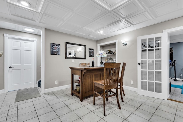 tiled dining area with bar