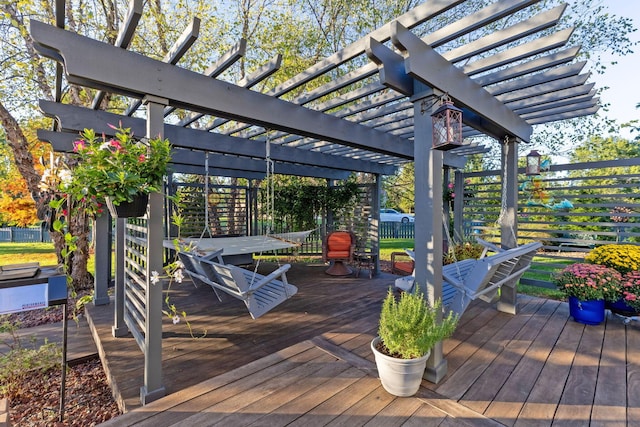 wooden deck with a pergola