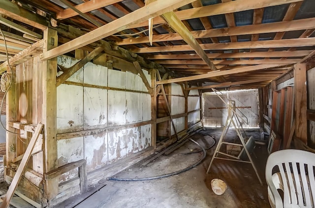 view of unfinished attic