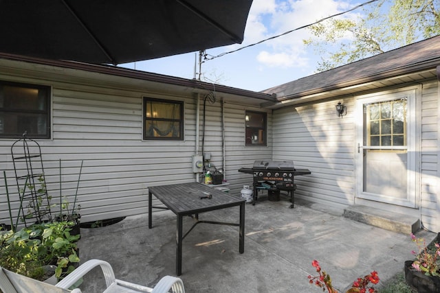 view of patio / terrace featuring a grill