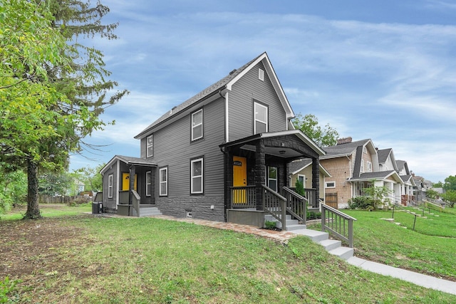 view of front of house with a front lawn