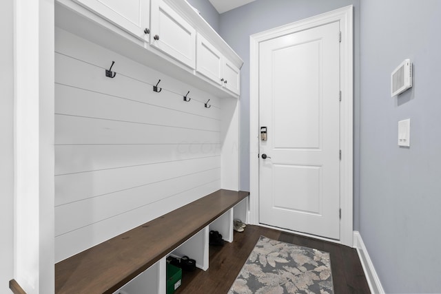 mudroom featuring dark hardwood / wood-style flooring