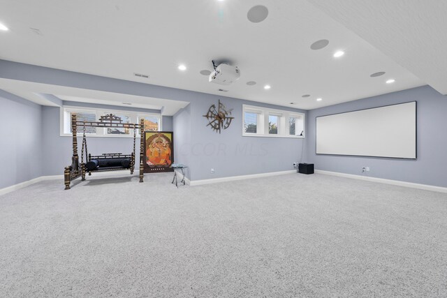 view of carpeted home theater