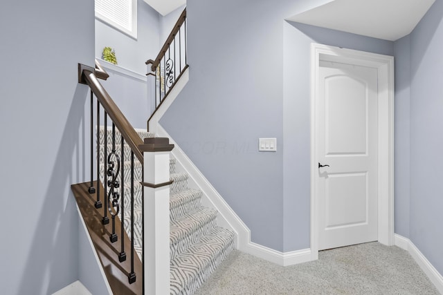 staircase with carpet