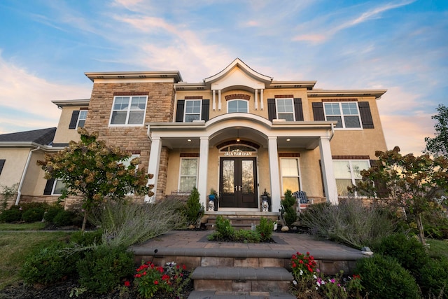 view of front of property with french doors