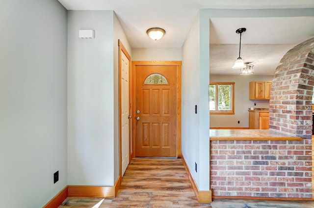 entryway with light wood-type flooring