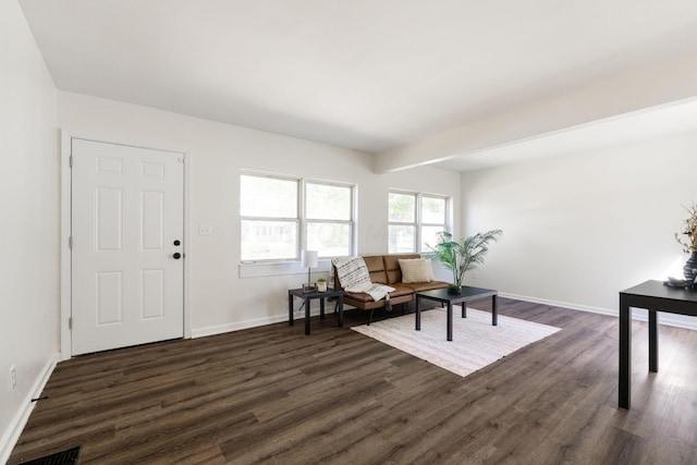 living area featuring dark hardwood / wood-style floors